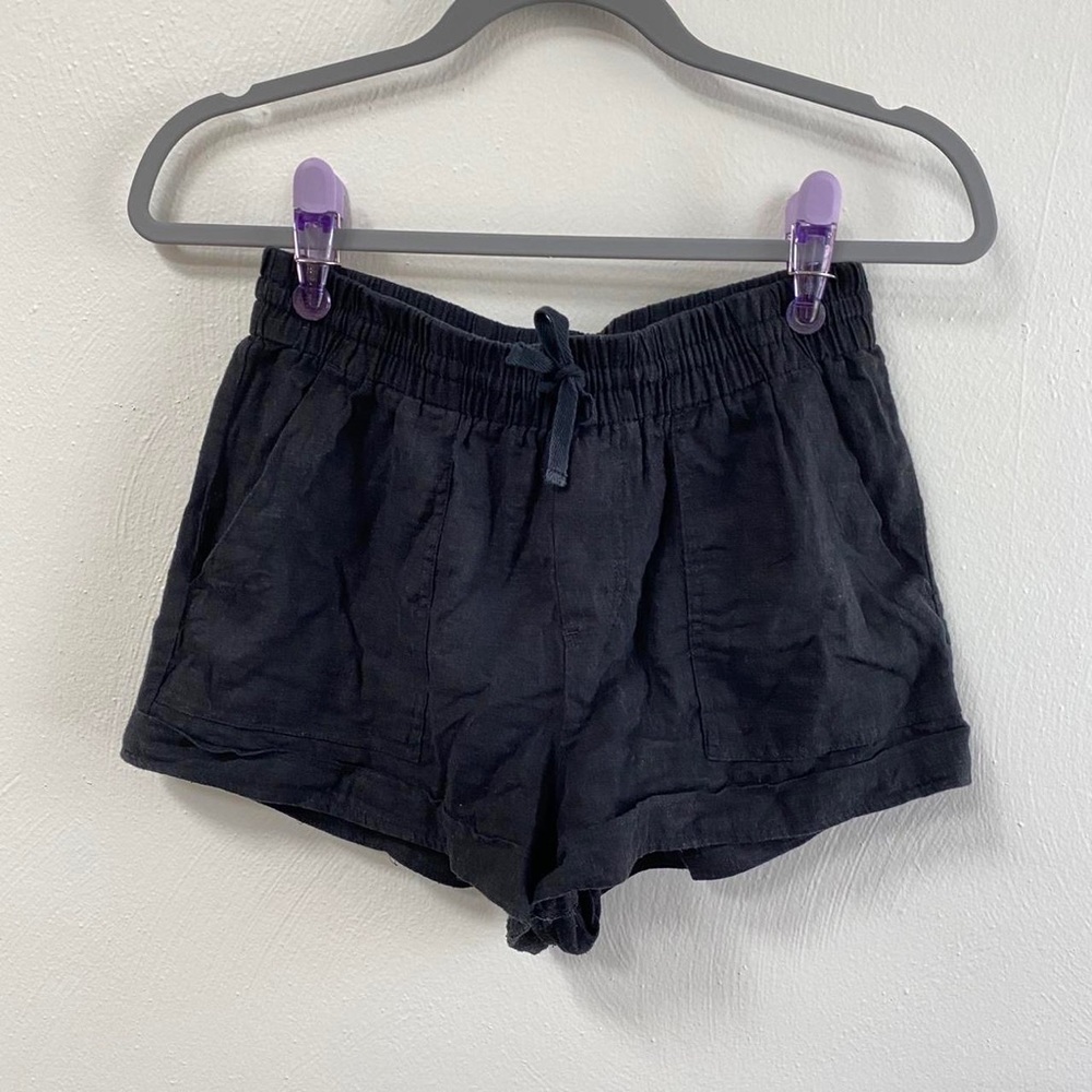 Forever 21 linen-blend drawstring black shorts